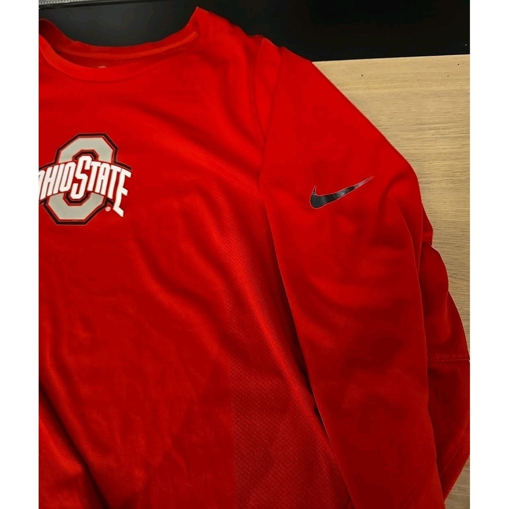 Nike Mens Shirt Ohio State Buckeyes Dri-fit XL‎ Red Elite Long Sleeve Excellent - Picture 5 of 8